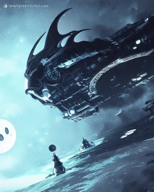 Prompt: Detailed epic render of scifi space battleship in hollow knight style