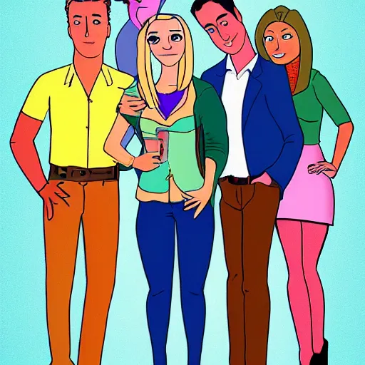 Image similar to still from the hit tv show friends in the style of bojack horseman