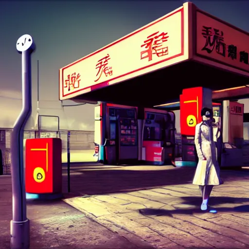 Prompt: a chinese woman at a gas station, video game, 3 d render, source engine, half life 2, portal 2, gmod, portrait, fashion photography, by david bailey, mario testino, davide sorrenti