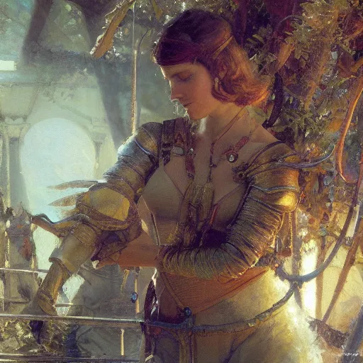 Image similar to detailed cinematic wide shot of technological osasis, ultra realistic, spring light, painting by gaston bussiere, craig mullins, j. c. leyendecker