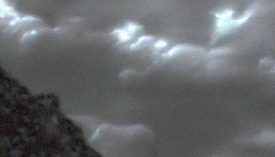 Image similar to 2 0 1 0 nokia flipphone footage of marian apparition, marian apparitions distant in clouds, jpg artifact damage