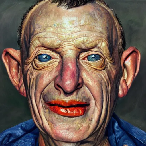 Image similar to high quality high detail painting by lucian freud, hd, a happy futuristic alien, photorealistic lighting