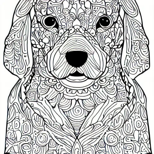 Golden Retriever Puppies Dot Line Spiral Coloring Book For Adults