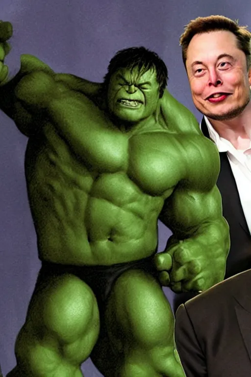 Prompt: Elon Musk as hulk