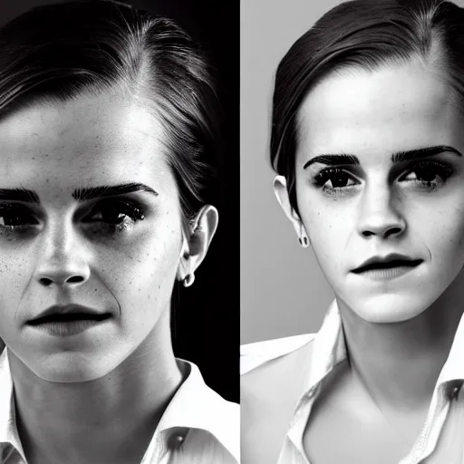 Image similar to A photograph of Emma Watson as a man. Gender switched, Studio lighting