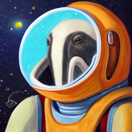 An Anteater Astronaut Staring Into The Void, Oil 