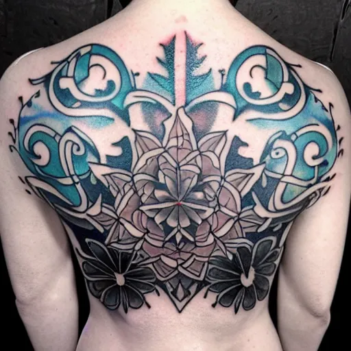 Image similar to void flowers life, tattoo on back