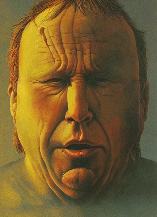 Image similar to alex jones by zdzislaw beksinski and lisa frank