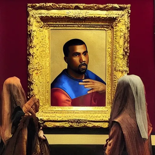 Image similar to A Renaissance portrait painting of Kanye West