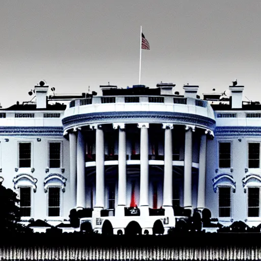 Prompt: white house in the style of the movie 1 9 8 4 designed by h. r. giger