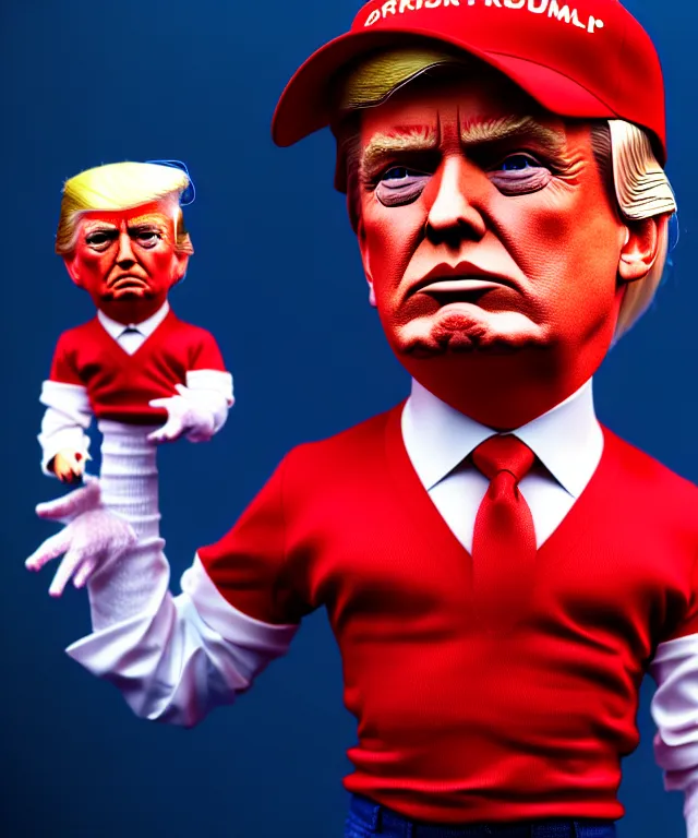 Image similar to hyperrealistic 3d model of Donald Trump as a doll, 8k octane beautifully detailed render, post-processing, extremely hyperdetailed, intricate, epic composition, cinematic lighting + masterpiece, trending on artstation, very very detailed, masterpiece, stunning