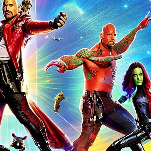 Prompt: Dwayne Johnson in guardians of the galaxy