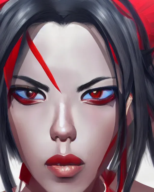 Prompt: a stunning portrait of ryuko matoi, close up portrait, highly detailed, trending on artstationhq, surrealism