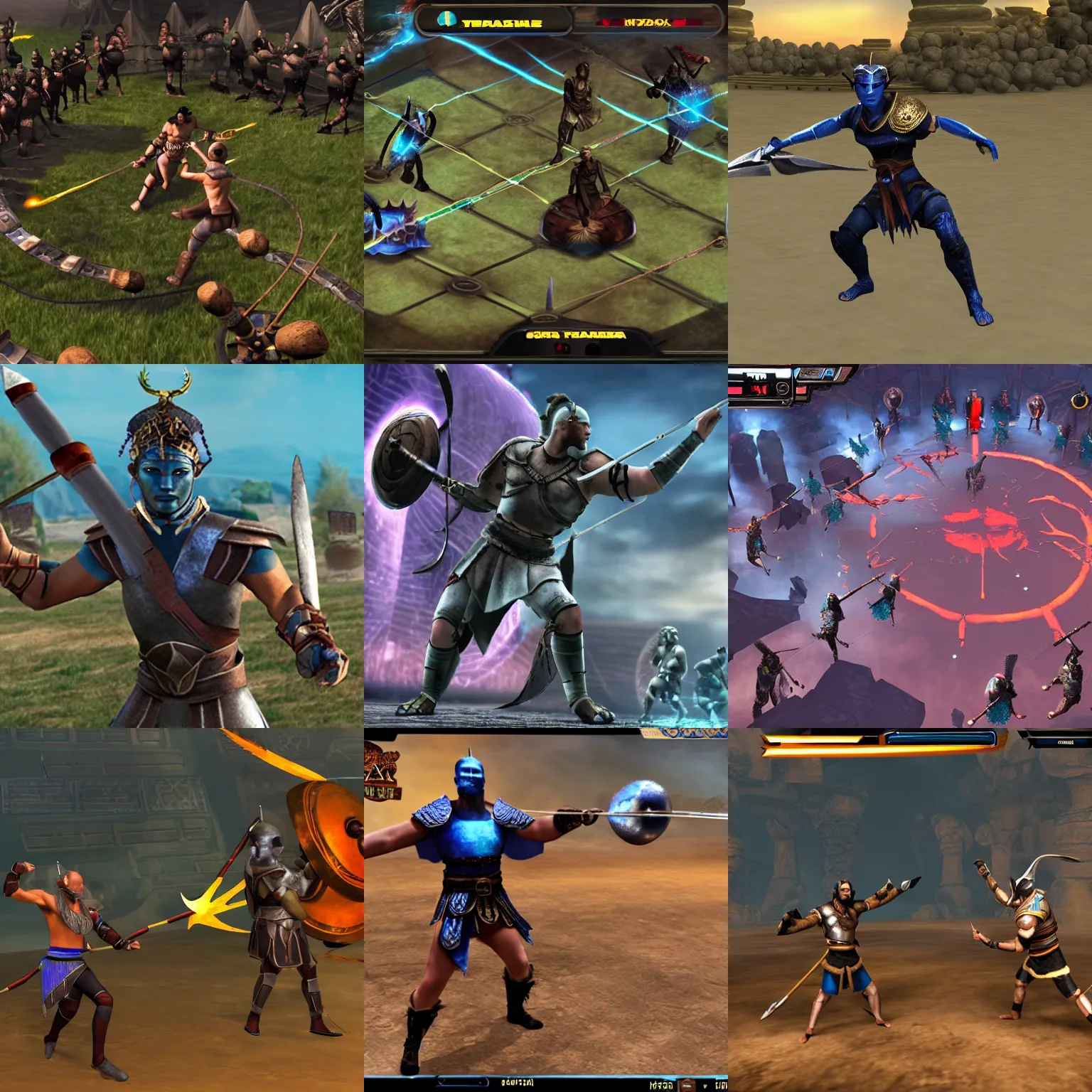 Prompt: gladiator fights as an avatar on the cyber arena