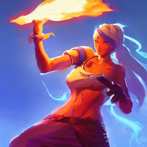 Image similar to the female blue mage casting a fire ball, fantasy art heartstone video game icon, 2 d game art gta cover, official fanart behance hd artstation by jesper ejsing, by rhads, makoto shinkai and lois van baarle, ilya kuvshinov, rossdraws