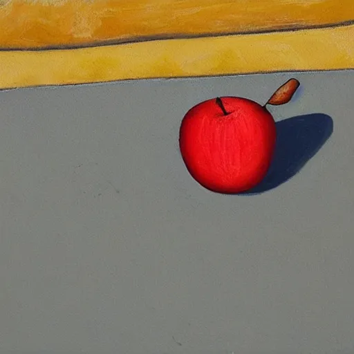 Prompt: a painting of an apple on the sidewalk on the street of marrakesh