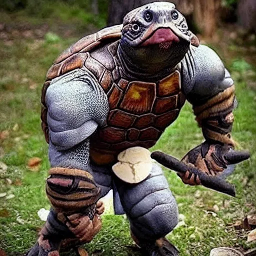 Prompt: turtle man barbarian cute hybrid