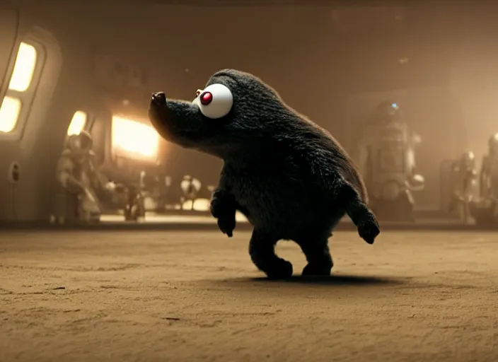 Image similar to film still of nibbler in the new scifi movie, 4 k