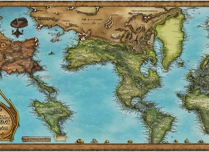 Image similar to dramatic map over fantasy world