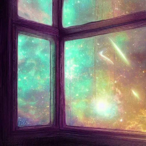 Image similar to the universe through a window, digital art, trending on artstation