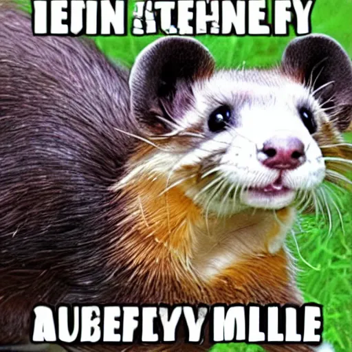 Image similar to a funny meme about ferrets