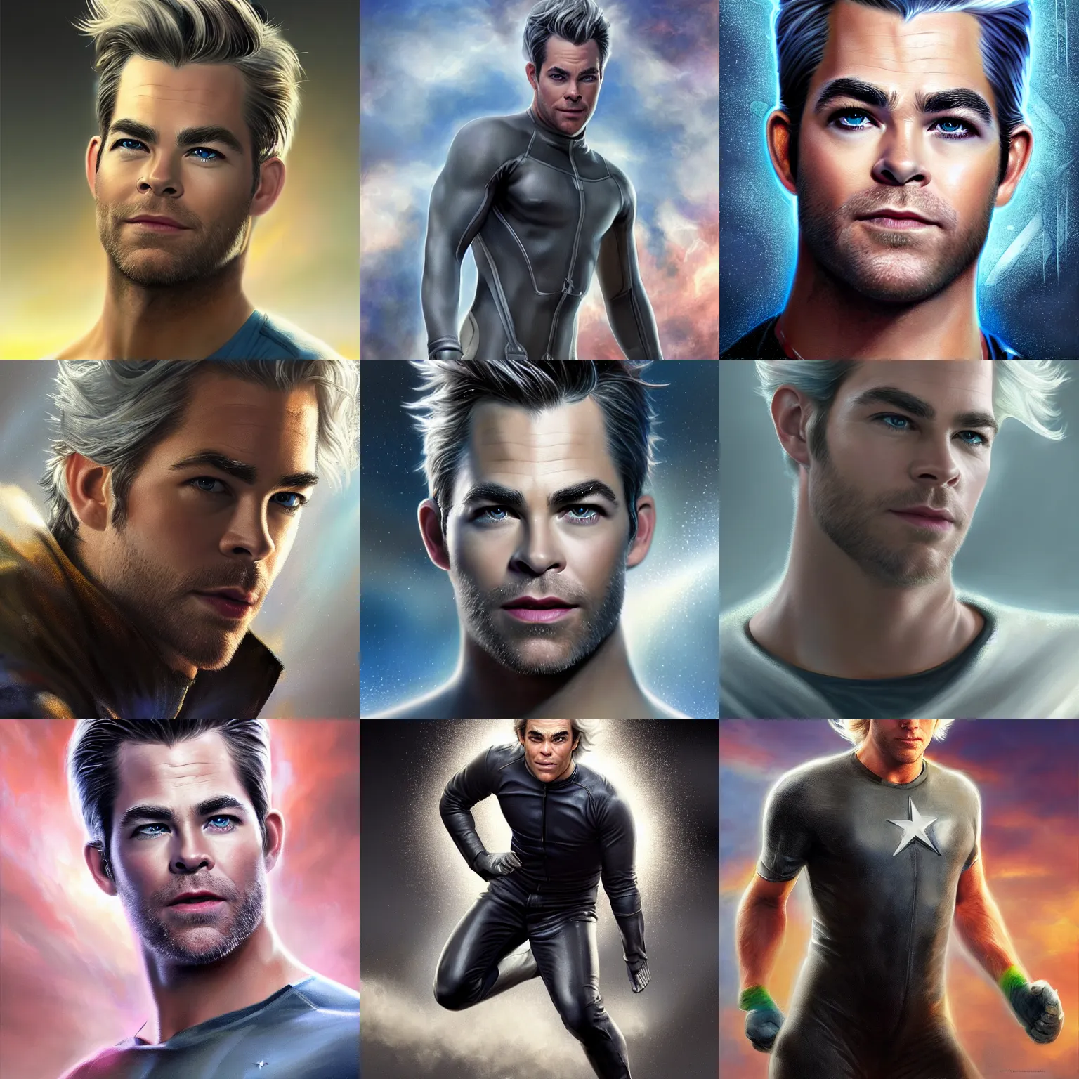 Prompt: chris pine as quicksilver digital painting, detailed, 8 k, trending on artstation, smooth, sharp focus artwork by mark arian, artgerm, mark keathley, greg rutkowski