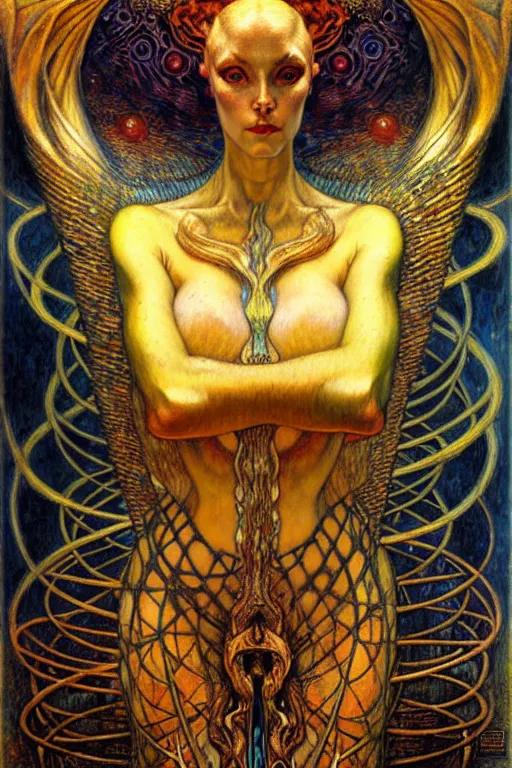 Image similar to Divine Chaos Engine by Karol Bak, Jean Delville, William Blake, Gustav Klimt, and Vincent Van Gogh, symbolist, visionary