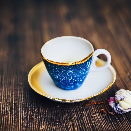 Image similar to galaxy in a tea cup, tea cup photography, galaxy, Milky Way galaxy, white background, galaxy in a cup, 8k