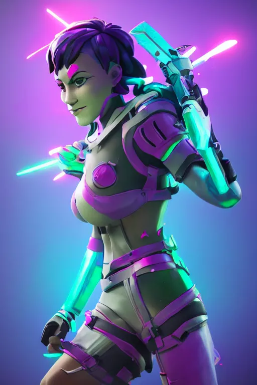 Image similar to fornite lady epic game design fanart by concept artist gervasio canda battle royale kaws radiating a glowing aura global illumination ray tracing hdr render in unreal engine 5