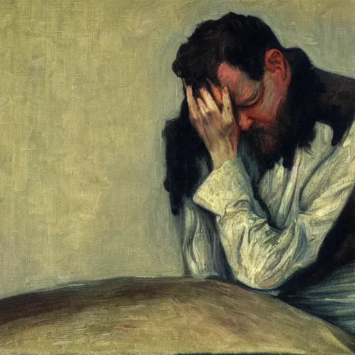 Image similar to A Python programmer's despair, oil on canvas, 1901