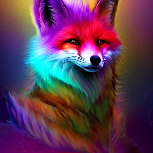 Prompt: digital fox, retrowave palette, digital world, highly detailed, electric breeze, anatomically correct vulpine, synth feel, fluffy face, ear floof, flowing fur, super realism, accurate animal imagery, 4 k digital art