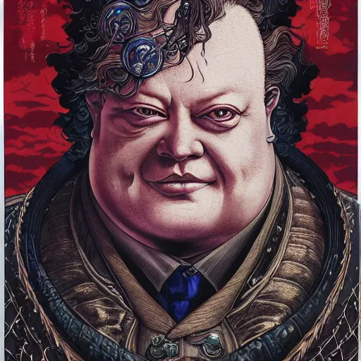 Prompt: portrait of baron vladimir harkonnen, symmetrical, by yoichi hatakenaka, masamune shirow, josan gonzales and dan mumford, ayami kojima, takato yamamoto, barclay shaw, karol bak