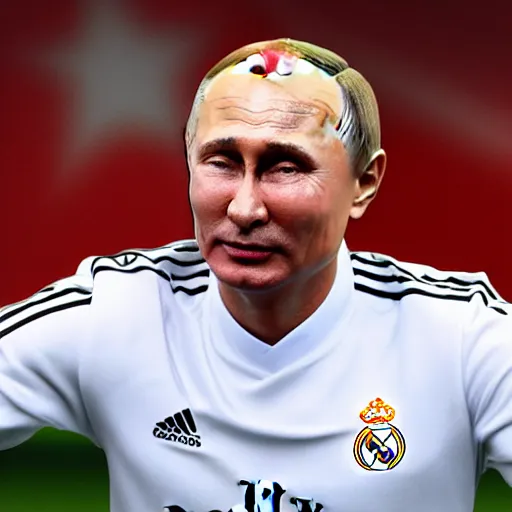 Image similar to Putin as Real Madrid football player