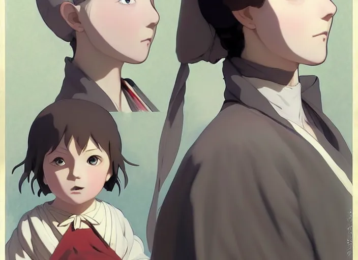 Prompt: 1 8 3 5 florence nightingale as toddler, character face study, faces only, concept art finely detailed perfect art, painted by greg rutkowski makoto shinkai takashi takeuchi studio ghibli, pinterest, cevagraf comics