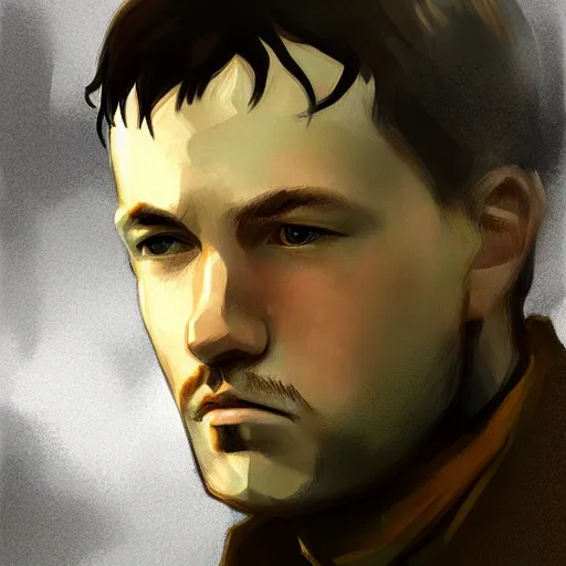 Image similar to portrait of irish rebel michael collins, highly detailed, digital painting, concept art, sharp focus, by makoto shinkai