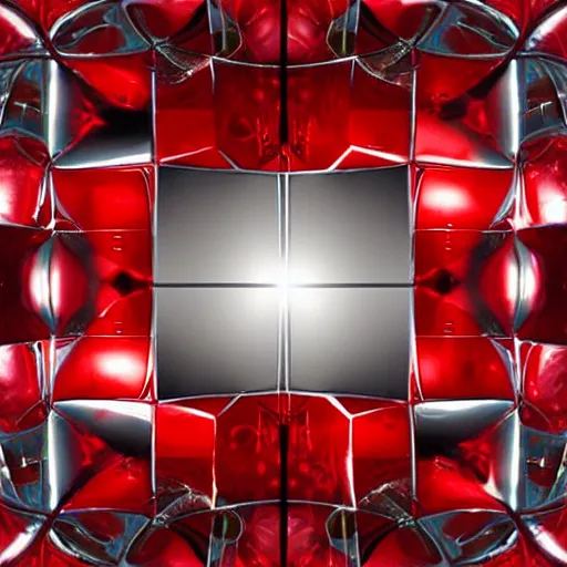 Prompt: chrome spheres on a red cube, lomography