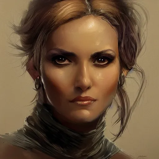 Prompt: spanish singer and actress marisol pepa flores, face portrait, elegant, fantasy, hd shot, digital portrait, beautiful, artstation, comic style, by artgerm, guy denning, jakub rozalski, magali villeneuve and charlie bowater