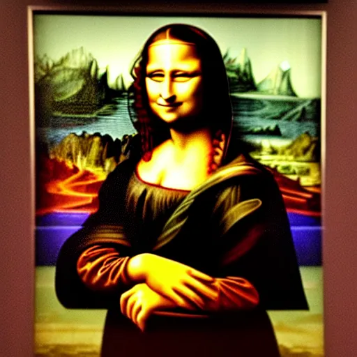 Image similar to mona lisa angry on the museum visitors