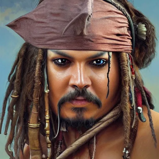 Prompt: Portrait of a Sloth dressed as Jack Sparrow, highly detailed oil painting, photorealistic, highly detailed, digital painting, artstation, concept art, smooth, sharp focus, illustration, art by artgerm and greg rutkowski and alphonse mucha