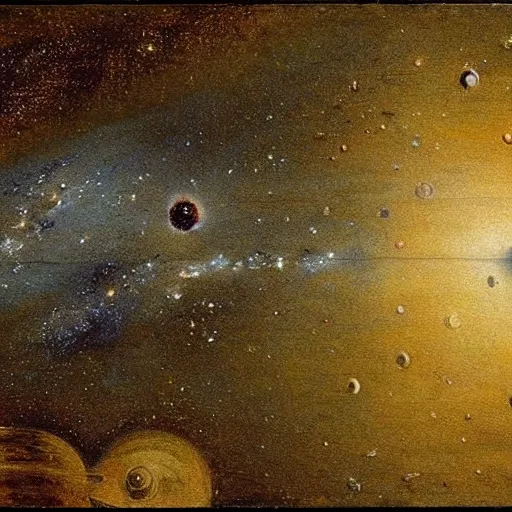 Image similar to the milky way galaxy, painting by Leonardo Da Vinci