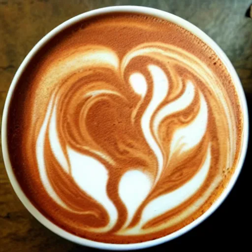 Prompt: photo, latte art of playful asian dragon breathing fire