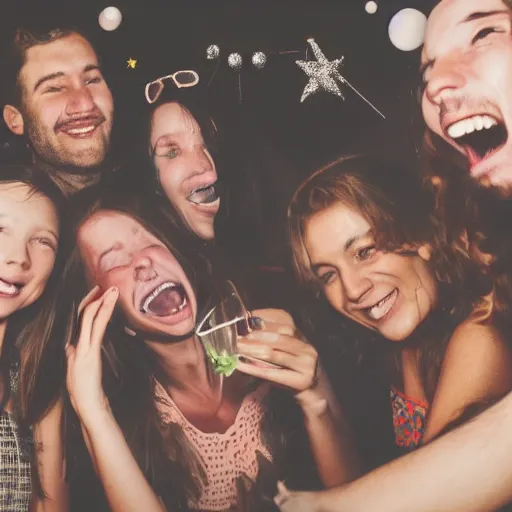 Image similar to polaroid photo of happy friends enjoying a party, detailed, fine details, realistic enviroment, photography, 4 k,