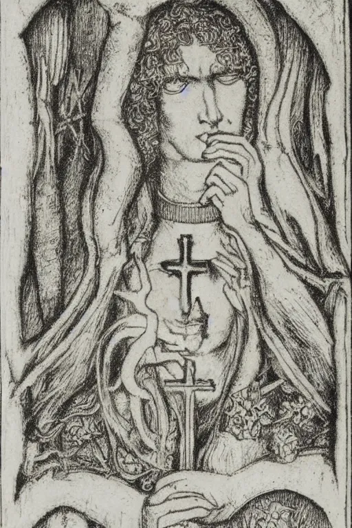 Prompt: realistic medieval etching, intrincate detail, clear cross hatching, detailed faces. by austin osman spare, occult art, alchemical diagram