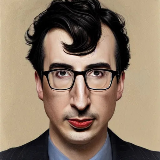 Image similar to painting of both john oliver and adam driver together, john oliver in front, full body, elegant, beautiful, highly detailed, centered, dark, smokey, digital painting, concept art, smooth, sharp focus, illustration, deviant art, art by artgerm, art by greg rutkowski, art by alphonse mucha