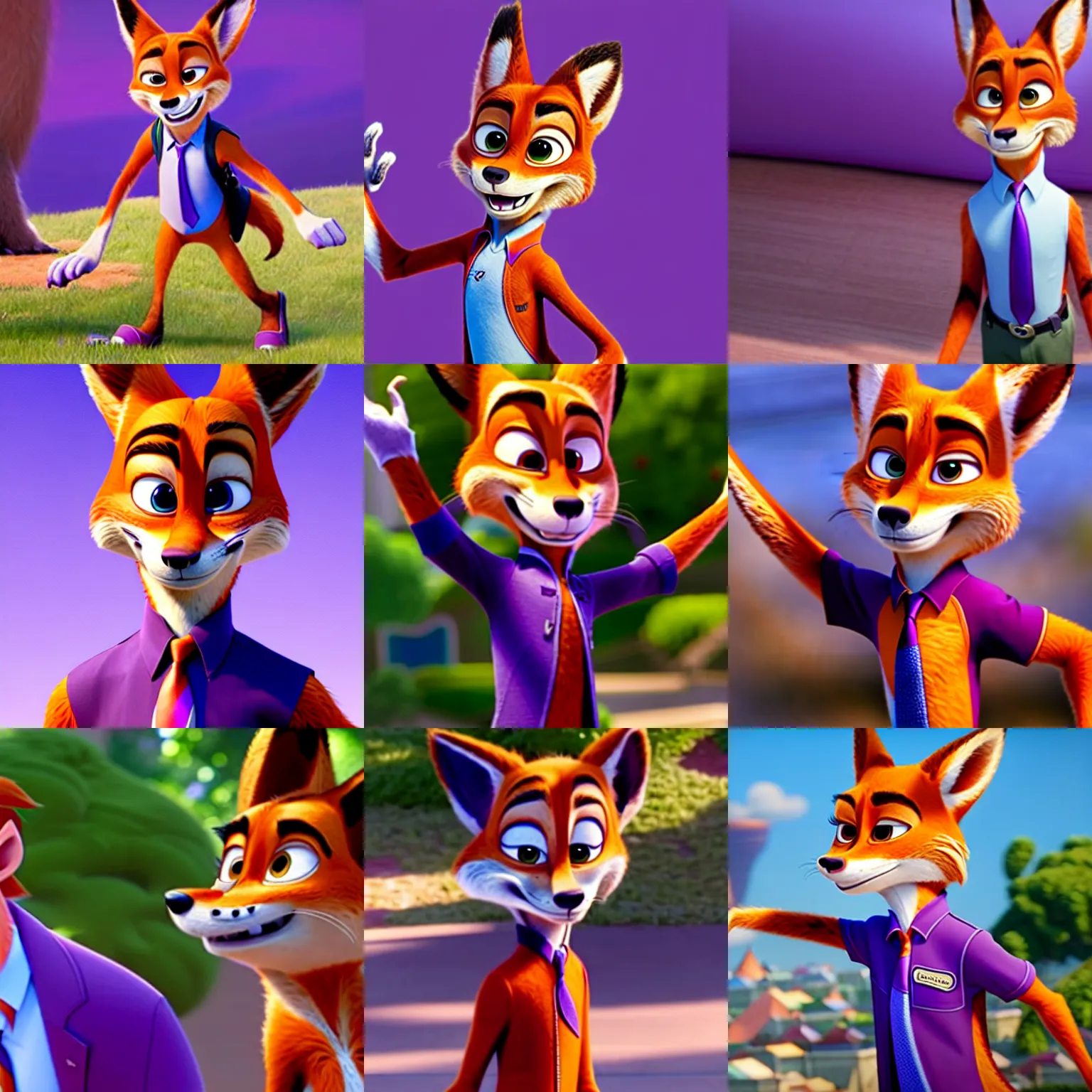 Nick Wilde (from Zootopia) wearing a purple uniform | Stable Diffusion ...