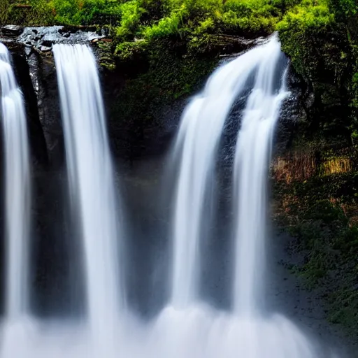 Image similar to a waterfall that flows up into a cloud