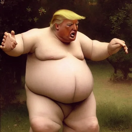 Prompt: Painting of Donald Trump as a troll. Old. Unhappy. Very Fat. Art by william adolphe bouguereau. Very very very very very very much detailed. 4K. Award winning.