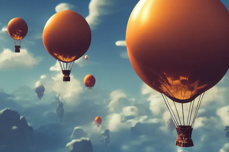 Prompt: steampunk airbaloon spaceships flying near the floating islands, floating islands like avatar, high - tech space cult, dramatic lighting, epic, octane render, volumetric light, unreal engine, artbreeder, 8 k, background, scene, digital, artwork, high quality, 8 k