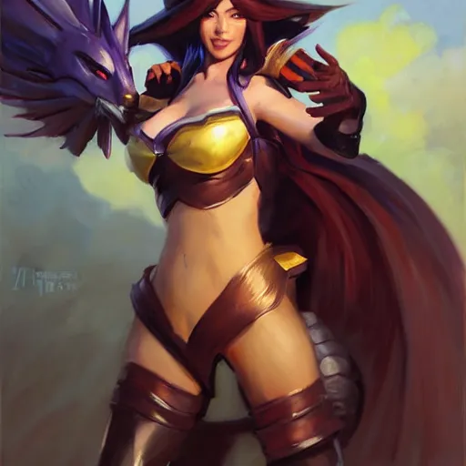 Prompt: greg manchess portrait painting of partially armored ahri from league of legends as overwatch character, medium shot, asymmetrical, profile picture, organic painting, sunny day, matte painting, bold shapes, hard edges, street art, trending on artstation, by huang guangjian, gil elvgren, ruan jia, randy vargas, greg rutkowski