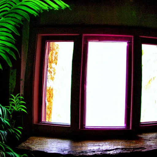 Image similar to A dslr picture with flash on of a window from in 2007, tropical rainforest outside